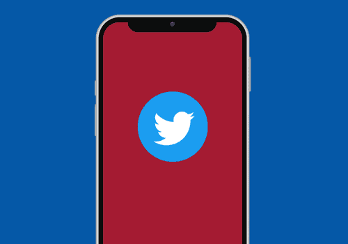 Red phone background with the Twitter app